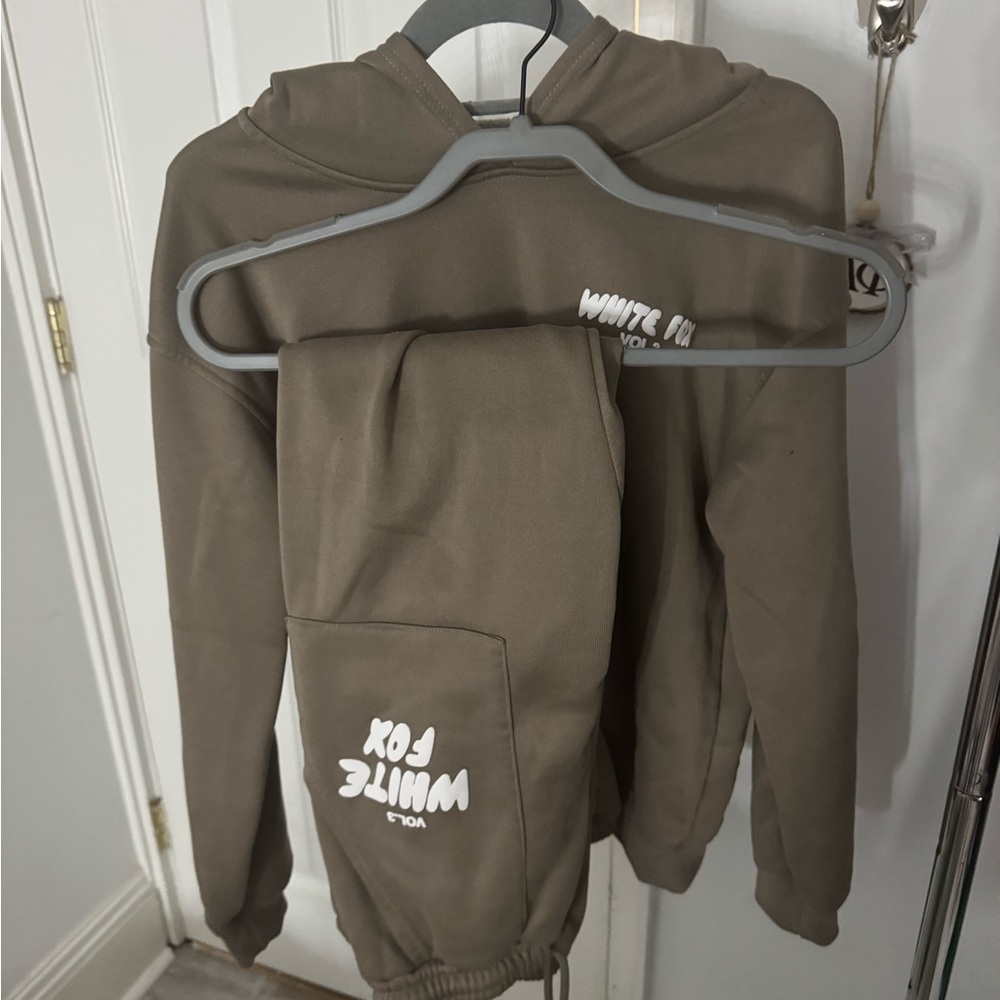 White Fox Olive Hoodie and Joggers Set